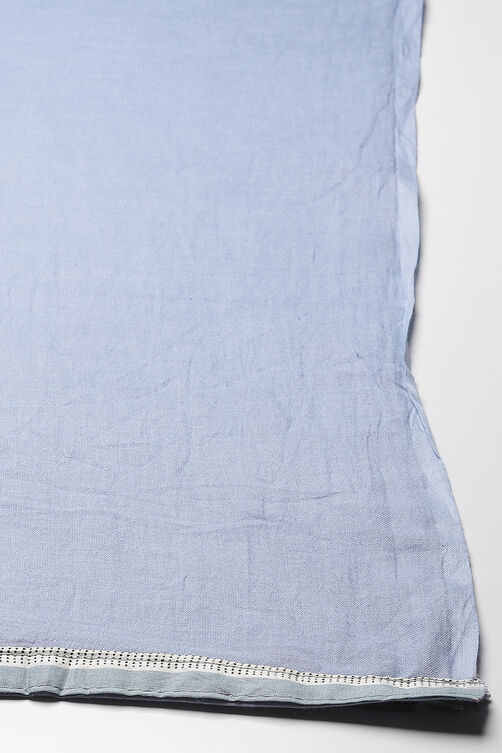 Blue Cotton Unstitched Dress Material Suit Set image number 7