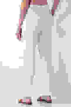 White Cotton Lycra Fitted Pants image number 5