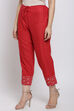 Red Cotton Straight Pants image number 2
