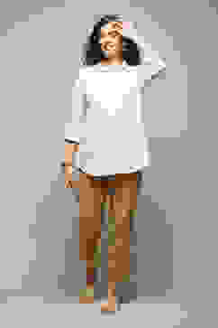 Off White LIVA Straight Solid Embroidered Top image number 0