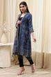 Indigo Poly Mettalic Front Open Yarndyed Shrug image number 2