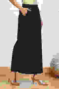 Black Viscose Solid Straight Palazzo image number 3