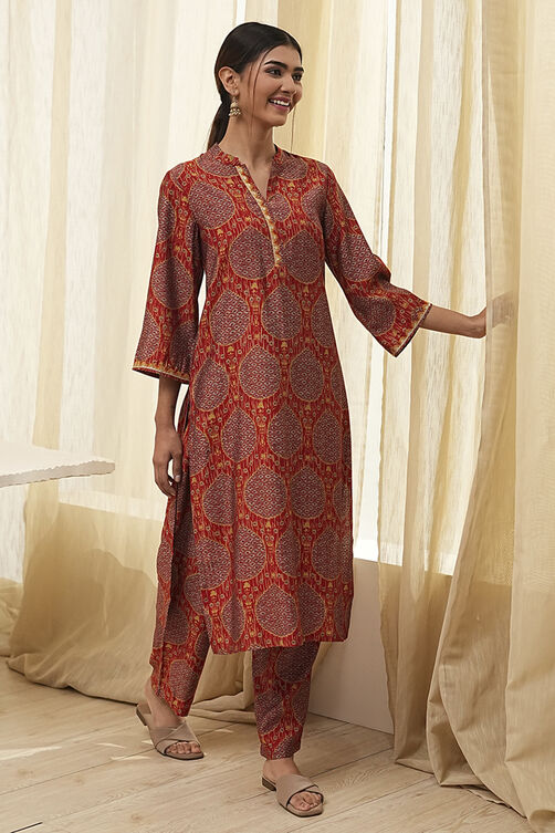 Rust Red Printed Co-ord Set image number 5