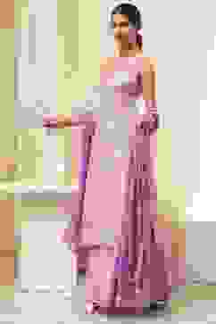 Pink Cotton Floral Strappy Straight Suit Set image number 3