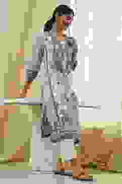 Cream-Colored Cotton Solid Regular Pants image number 0