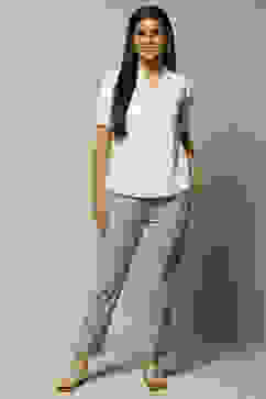 Black Cotton Blend Yarndyed Pants image number 0