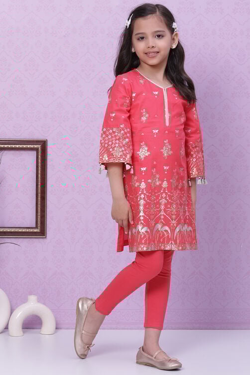 Coral Cotton Straight Printed Kurta Set image number 5