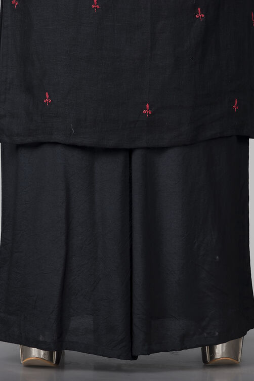 Black Linen Easy Stitch Suit Set image number 2