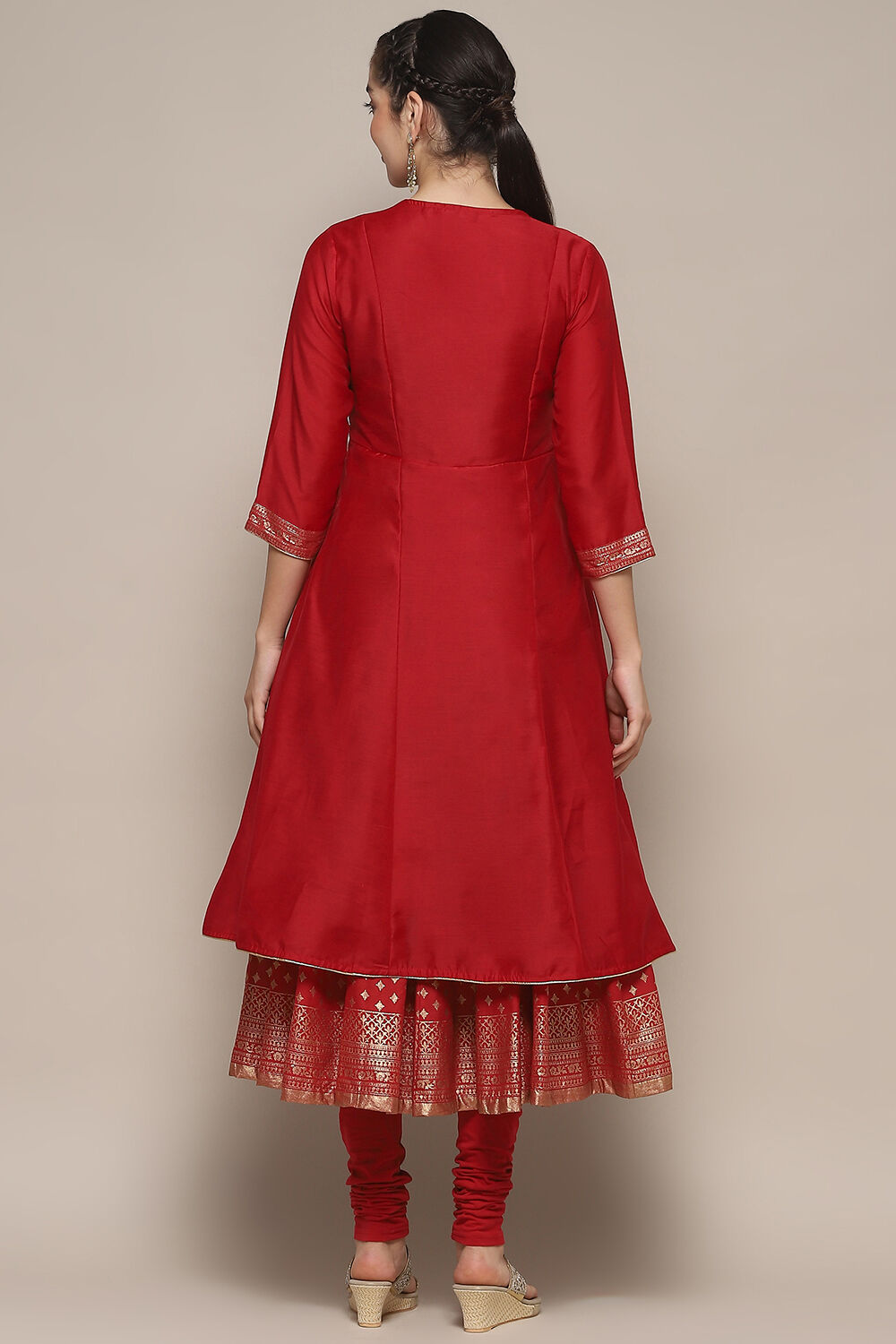 Violet Jersey Anarkali Kurta Churidar Suit Set image number 5