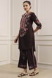 Blue Cotton Straight Printed Kurta Pants Set image number 3