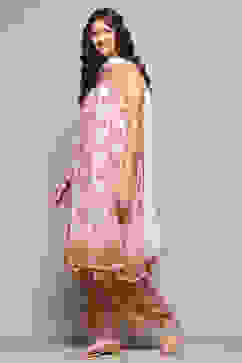 Cream Printed Strappy A-Line & Palazzo Suit Set image number 4