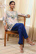 Off-White-Pink Modal Blend Straight Printed Short Kurta image number 0