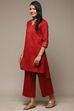Blue Cotton Blend Straight Kurta Palazzo Suit Set image number 3