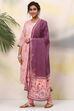 Pink Cotton A-Line Kurta Churidar Suit Set image number 6