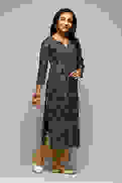 Black LIVA Straight Printed Kurta image number 3