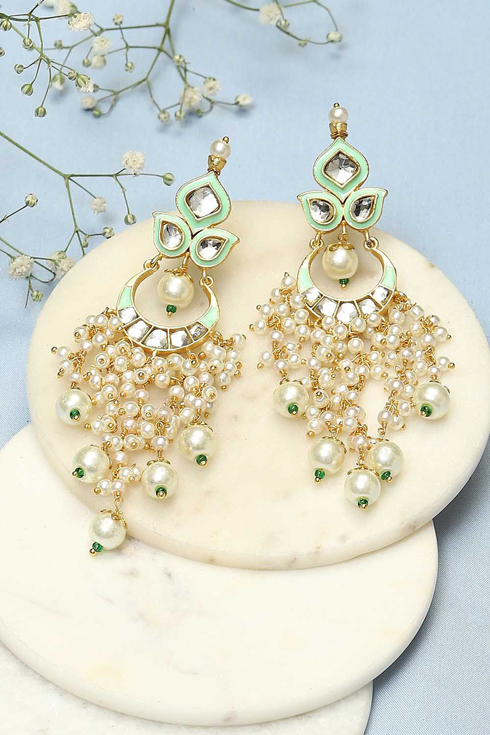 Mint Green Brass Earrings image number 0