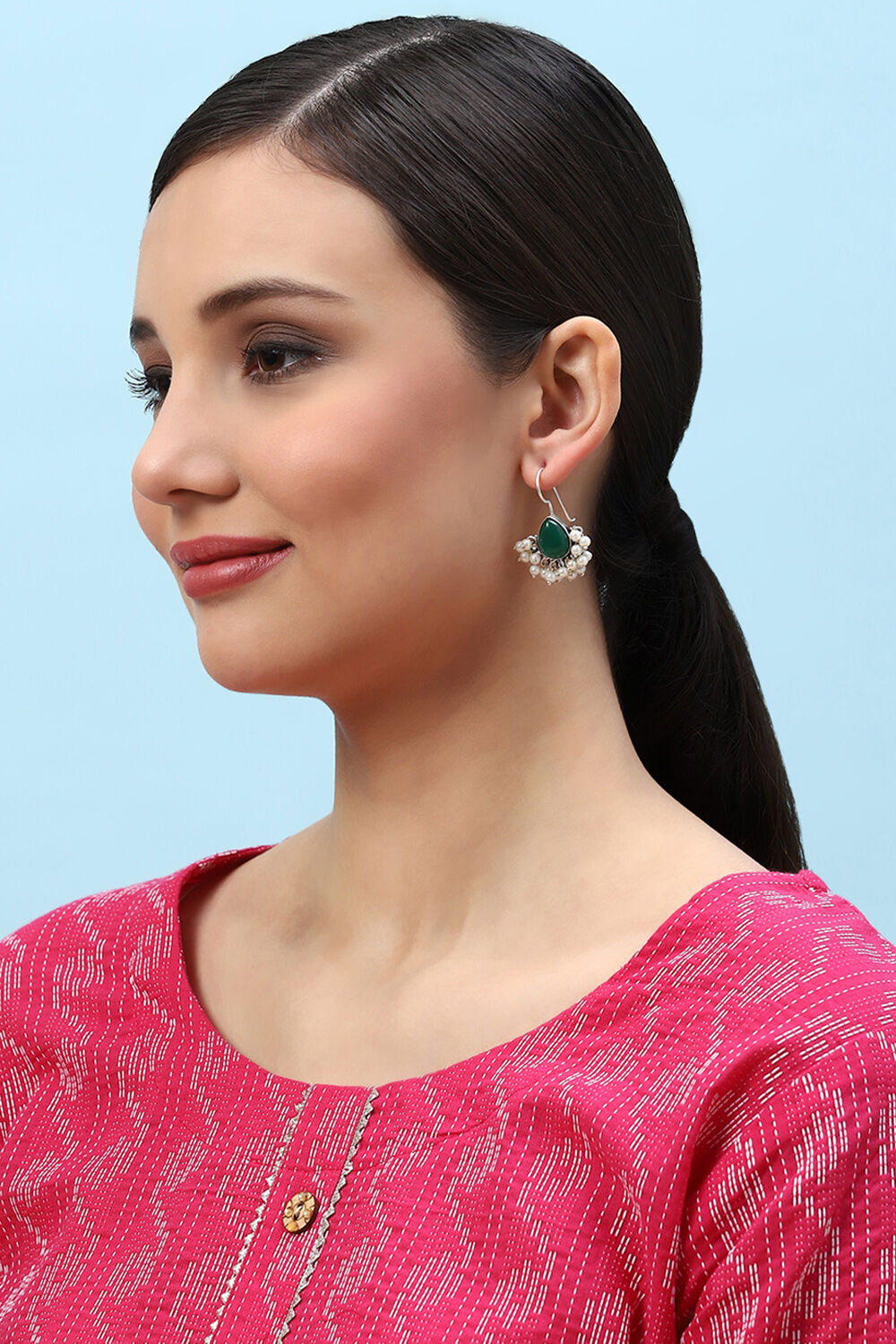 Green Brass Earrings image number 3