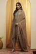 Grey Viscose Metallic Straight Suit Set image number 0