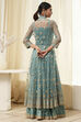 Coral-Pink Polyester Blend Anarkali Lehenga Set image number 4