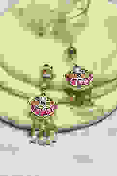 Pink Green Brass Drop & Danglers image number 0