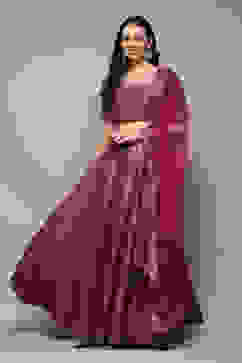 Meganta Poly Dupion Straight Kurta Lehenga Set image number 7