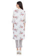 Off White Front Open Cotton Kurta Pants Set image number 4