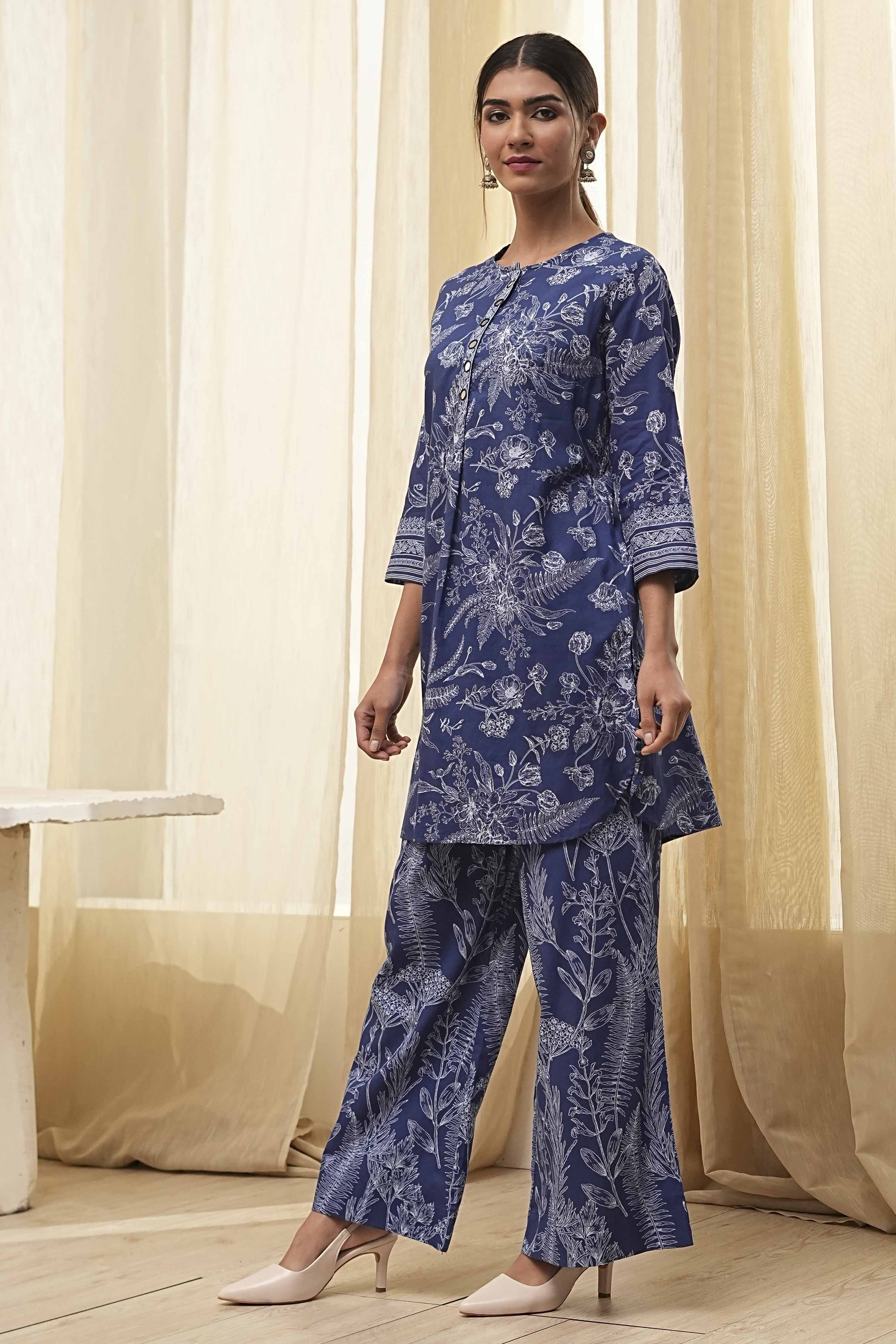 Indigo Pure Cotton Floral Co-ord Set image number 3