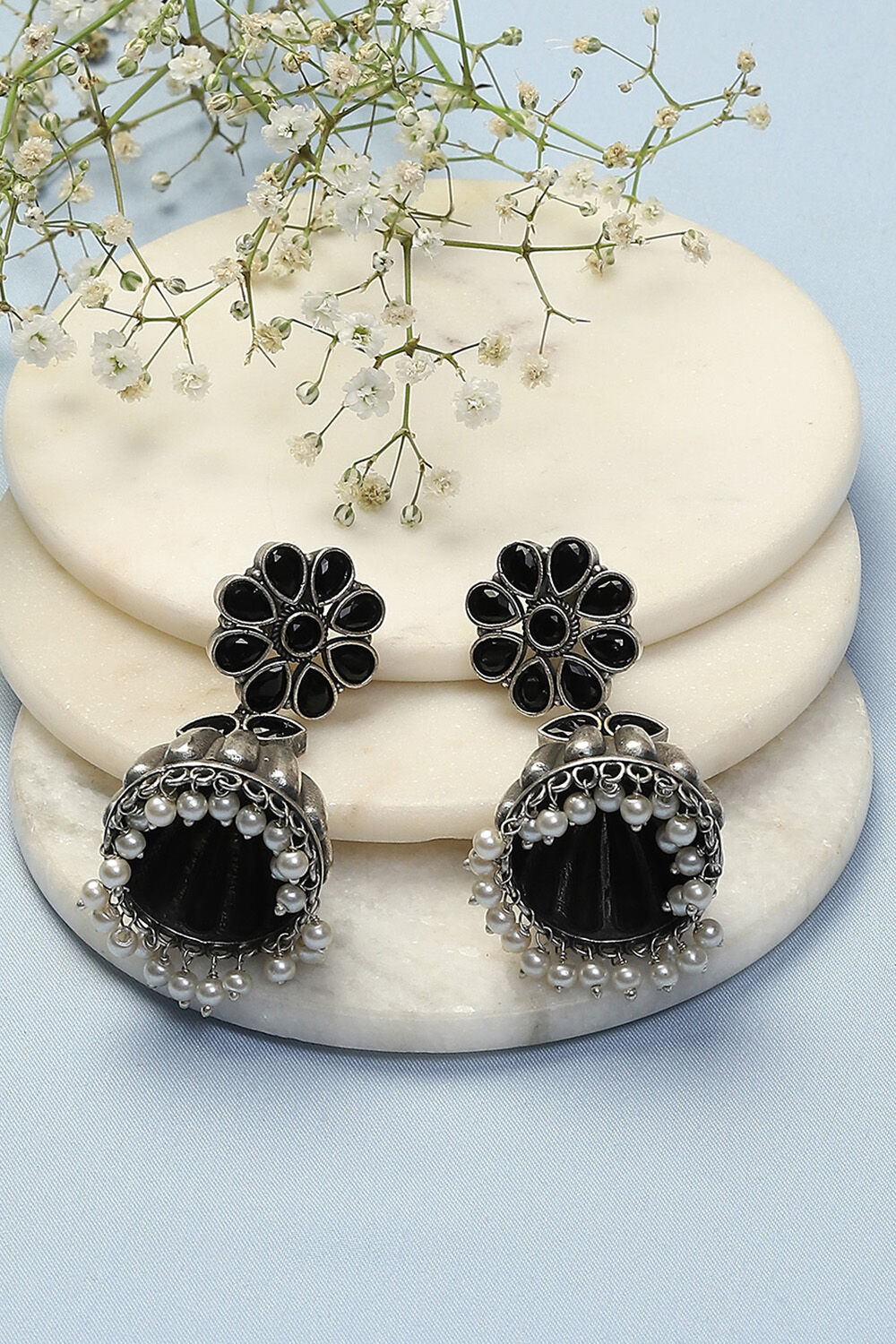 Oxidised Black Brass Earrings image number 0