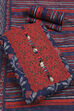 Navy Blue Cotton Unstitched Suit Set image number 3