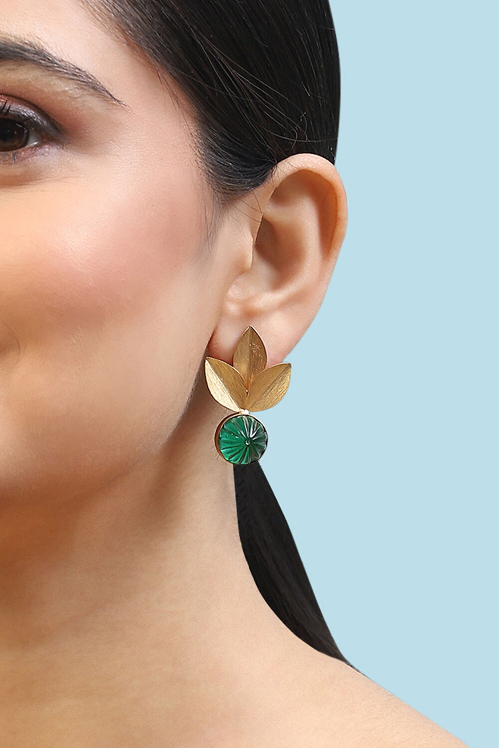 Green Brass Earrings image number 1