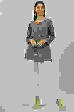 Grey Art Silk Straight Printed Kurti image number 5