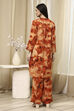 Orange Printed Straight Co-ord Set image number 4