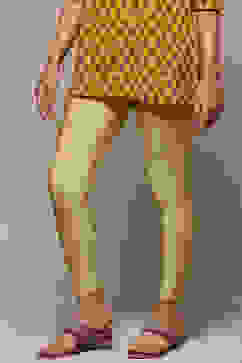 Dull Gold Spandex Solid Leggings image number 2