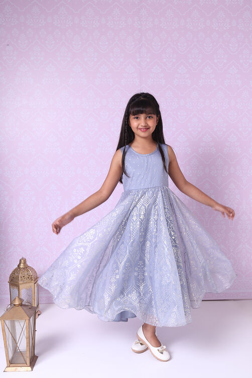 Sea Green Art Silk A Line Gown image number 5
