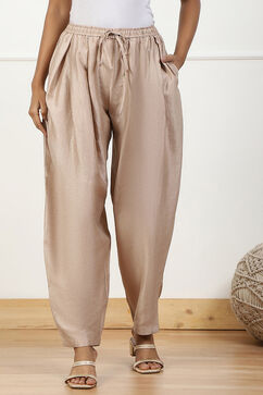 Beige Polyester Palazzo Pants image number 4
