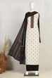Off-White-Red Flex Hand Block Print Unstitched Suit Set image number 4