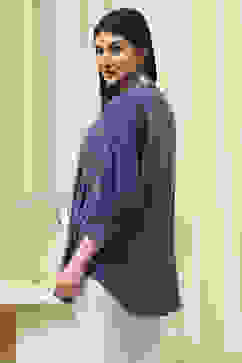 Blue Printed Straight Short Kurta image number 4