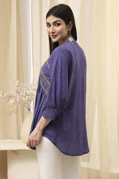 Blue Printed Straight Short Kurta image number 4