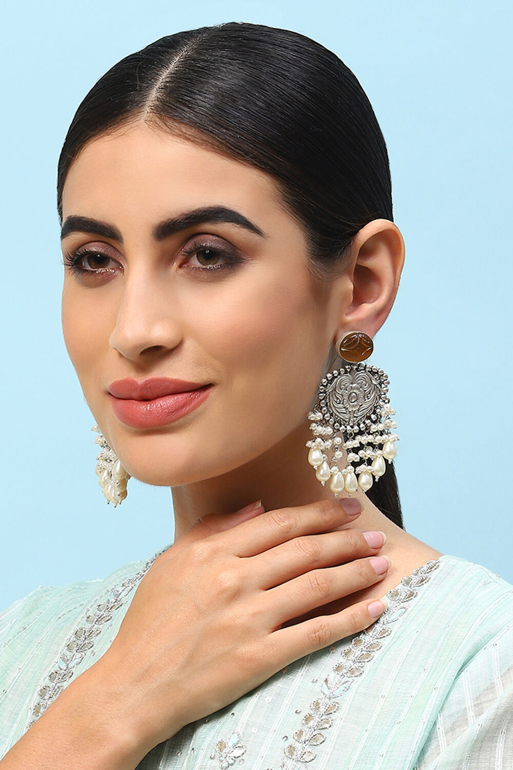 Oxidised Yellow Brass Earrings image number 3