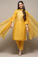 Mango Yellow Voile Narrow Kurta Pant Suit Set