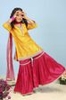 Yellow Polyester Straight Suit Set