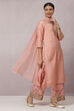 Peach Art Silk Straight Kurta Palazzo Suit Set image number 5