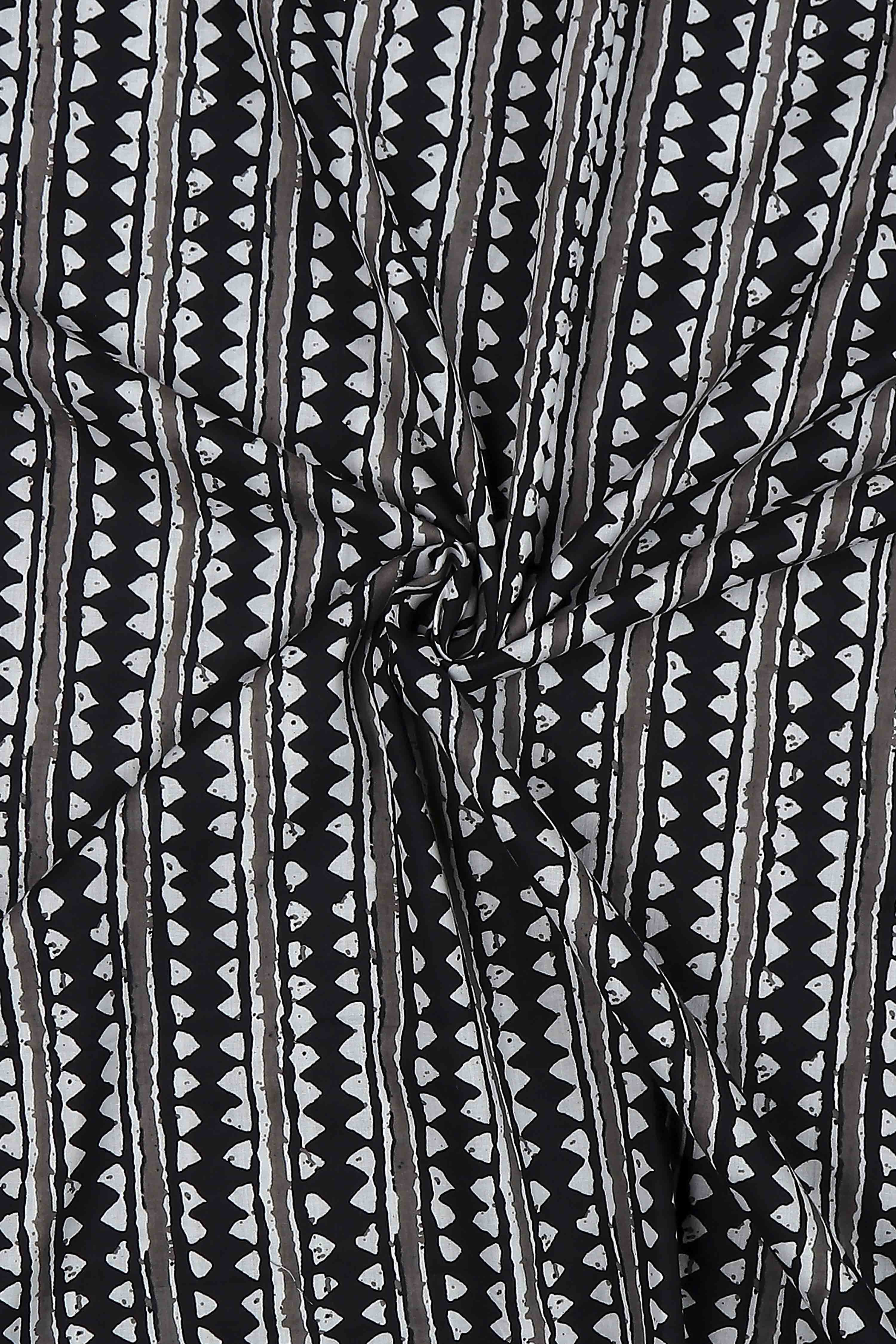 Black Cotton Machine Embroidered Unstitched Suit Set image number 2