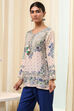 Off-White-Pink Modal Blend Straight Printed Short Kurta image number 2