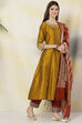 Mustard Poly Viscose Anarkali Kurta Palazzo Suit Set image number 6