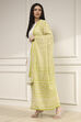 Blue and White Cotton Straight Suit Set image number 3
