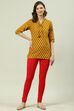 Camel Cotton Blend Solid Churidar image number 5