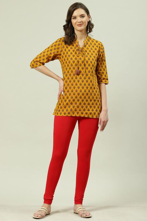 Camel Cotton Blend Solid Churidar image number 5