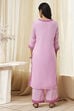 Pink Embroidered Straight Suit Set image number 4