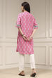 Pink Cotton Ikat Straight Kurta image number 3